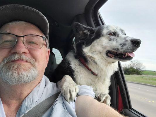 Rowdy loved to go for rides.