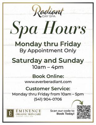 Spa Hours and Information