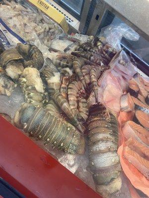 Big lobster tails and prawns ( frozen )