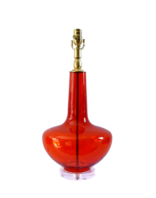 Updated mid-century Blenko lamp for Interior Design Studio deedee9:14