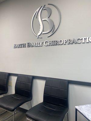 Dr. Barth, Chiropractor logo. Located inside office.