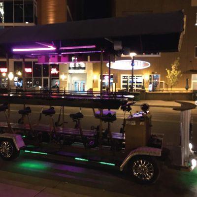 The Bike n Brew pedal party bike features music, a great tour guide, lights and over 30 bars to choose from!  Customize your route however!