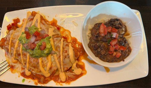 Vegetable Enchiladas with Drunken Black Beans & Brown Rice