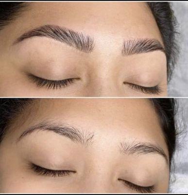 Brow Lamination before and after