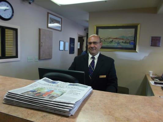 Very friendly staff, free newspaper every morning