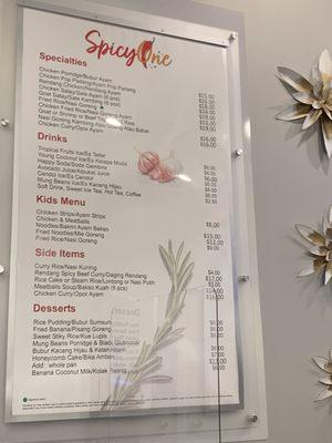 updated menu &prices 01/11/2023