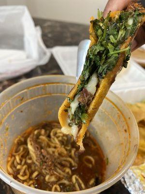 Ahhh my favorite Birria Ramen with Birria Taco