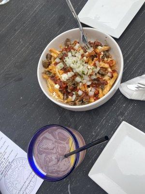 Lavender Lemon Margarita and Carne Asada Fries