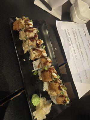 Crab cake sushi roll