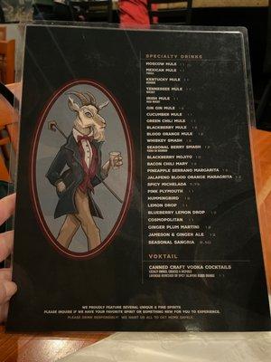 Drinks menu side 2