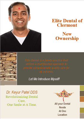 Announcing New Ownership Dr. Keyur Patel.
As the new owner, we are focused on bring an even higher level of quality Dental service and sat