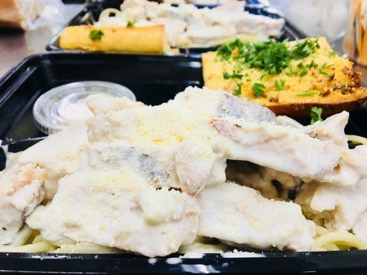 Chicken alfredo dinner plate