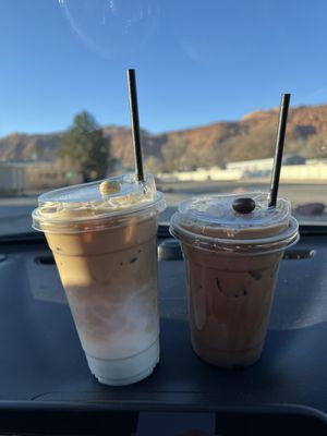 Left - iced Carmel; right - iced Vin Mariano