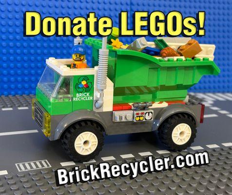 Donate your used Legos to BrickRecycler.com to "recycle" them. Pass your brick donation on to give smiles.