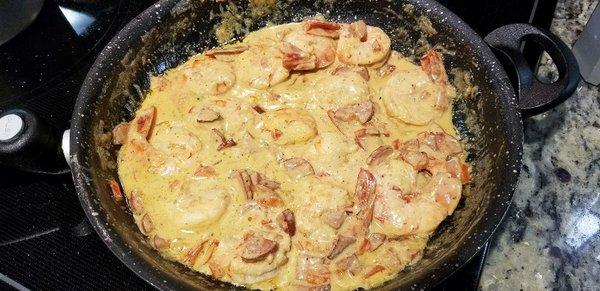 Coconut cream shrimp