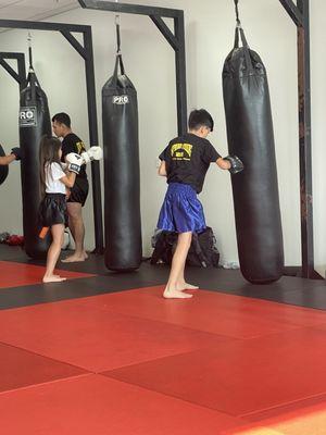 Kids 1st week of Muay Thai and they love it!!