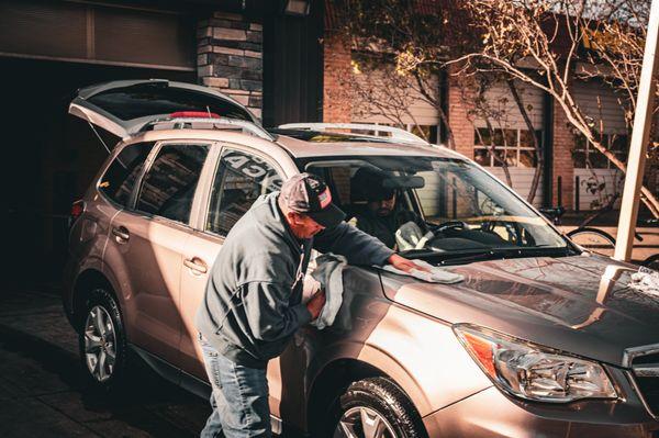 The final step in our full service wash is a complete hand dry and interior wipe down, including windows, dash and consoles.