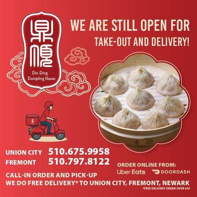 We are still open for Take-Out and Delivery