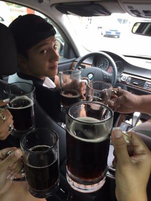 Frosty mugs with their signature Root Beer drinks