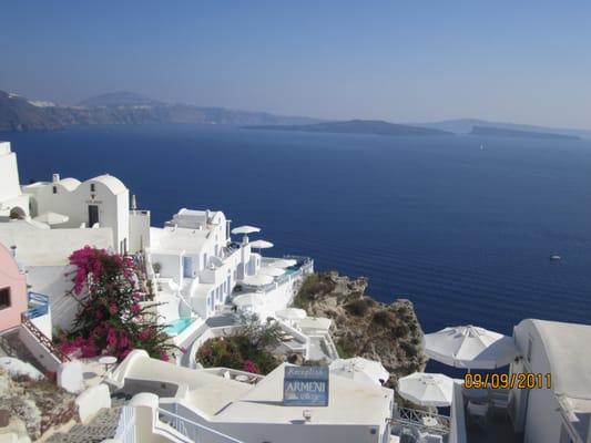 Cliff top view from Oia, Santorini.