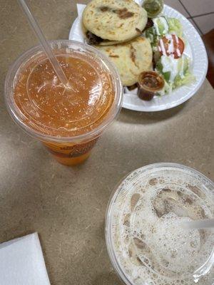 Two gorditas and agua fresca