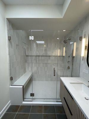 Glass Frameless Swing Shower Enclosure - in Polished Nickle