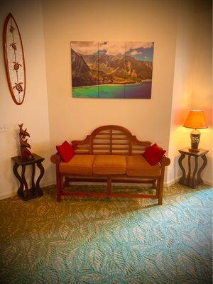 Waiting area inside the spa