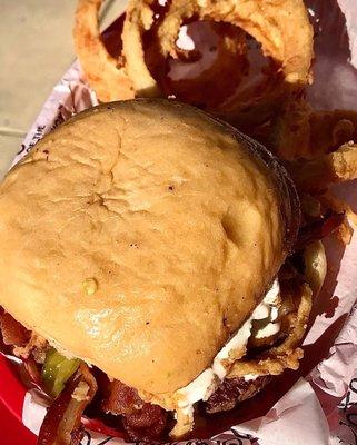 BOLD (Beaumont) BBQ Burger and Onion Rings