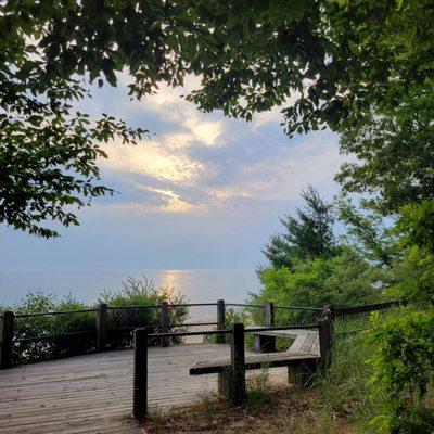 Beautiful park on lake Michigan.