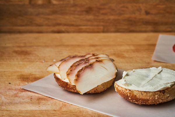 Sturgeon on everything Bagel with All Natural Cream Cheese