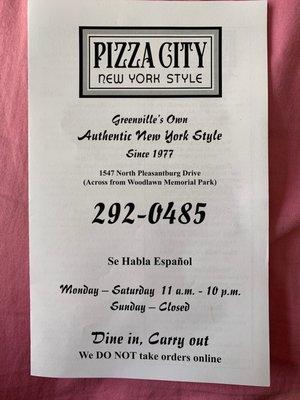 Pizza City Information