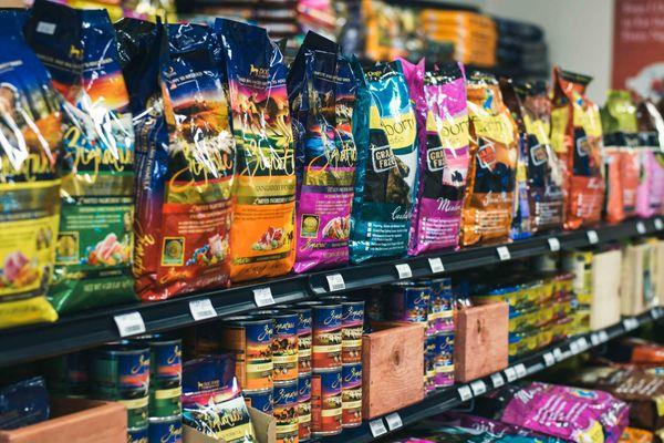 Pet foods, supplements, and accessories that are human-grade quality, careful of the environment, and made in the USA.