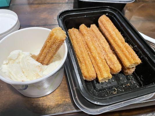 Churros with Vanilla Ice Cream