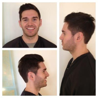 Men's texturized haircut:))...