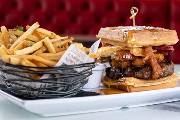 Savory and Sweet! We have you covered! Our Waffles burger does not disappoint.