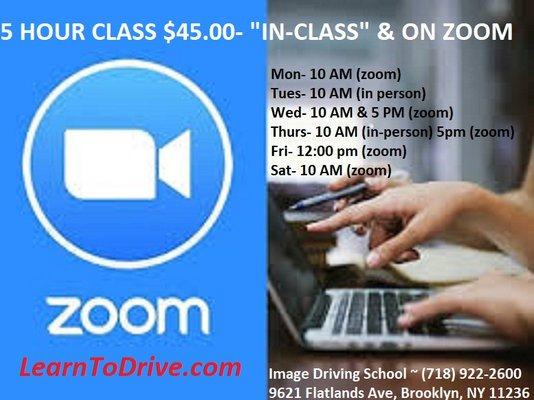 5 hour class dates & times..