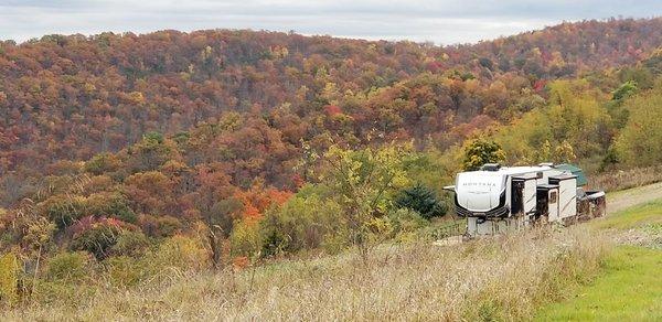 Wanda (the RV) at Rainbow Ridge in the Fall.