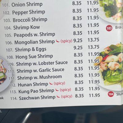 Menu Shrimp