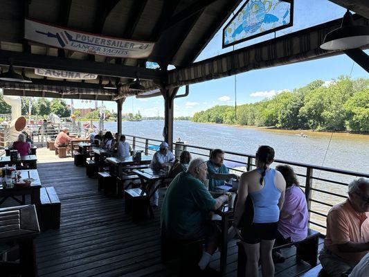 Covered outdoor patio on the dock.