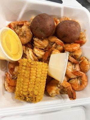 1LB Shrimp, Taters, Corn, butter