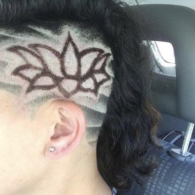 Free Hand shaved lotus design of my company logo.