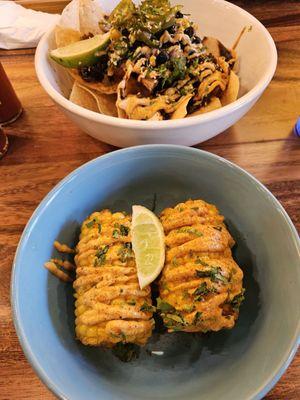 Mole nachos and elote!