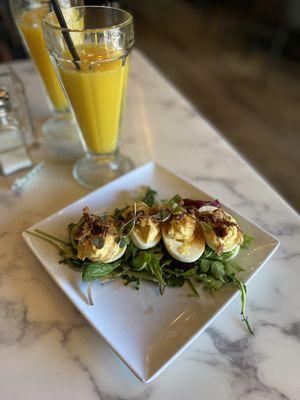 Candied bacon deviled eggs