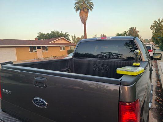 Finished installing the plastic moldings on the truck bed.