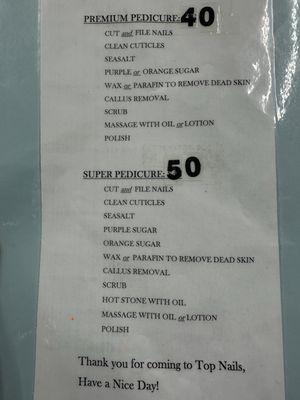 Price list