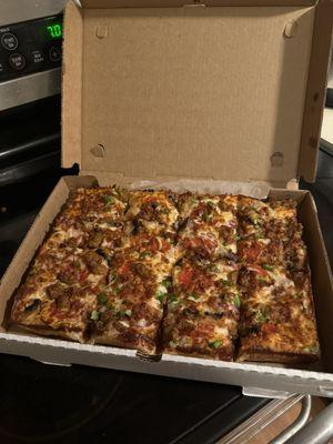 Really good Detroit style pizza.