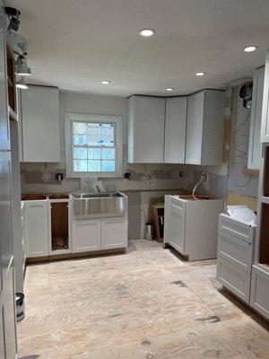 Farmhouse stainless sink installation