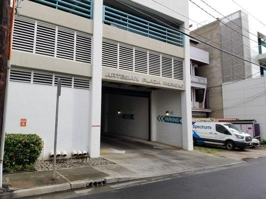 Parking garage entrance