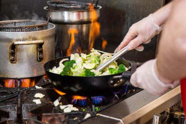 We cook made-to-order bowls fresh when you order, and our veggies are cut fresh every day! Never frozen