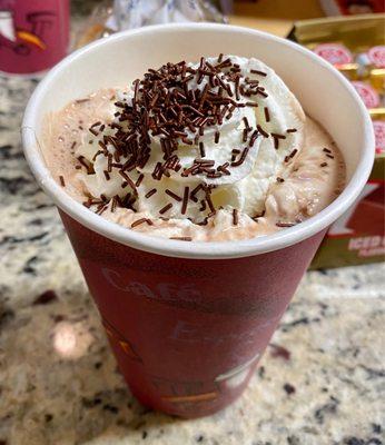 Hot chocolate with whipped cream.